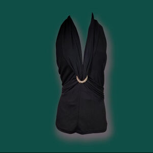 Vintage Y2K Xscape Black O-Ring Halter Top